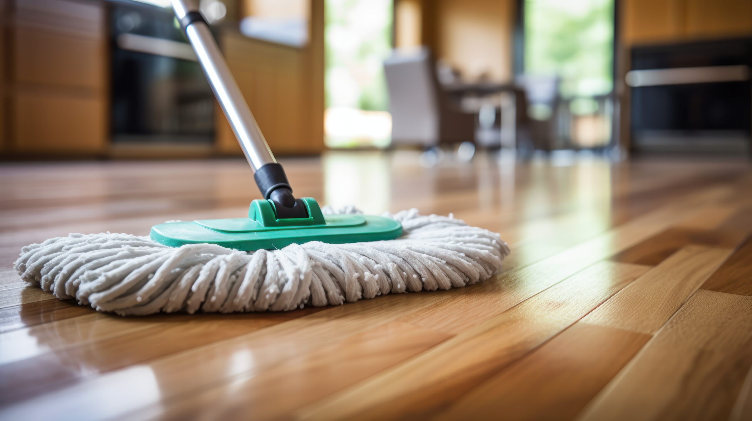 Professional cleaner sanitizing an office space